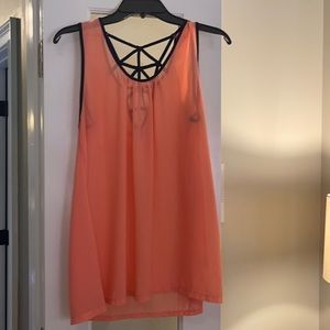 Coral and navy boutique tank